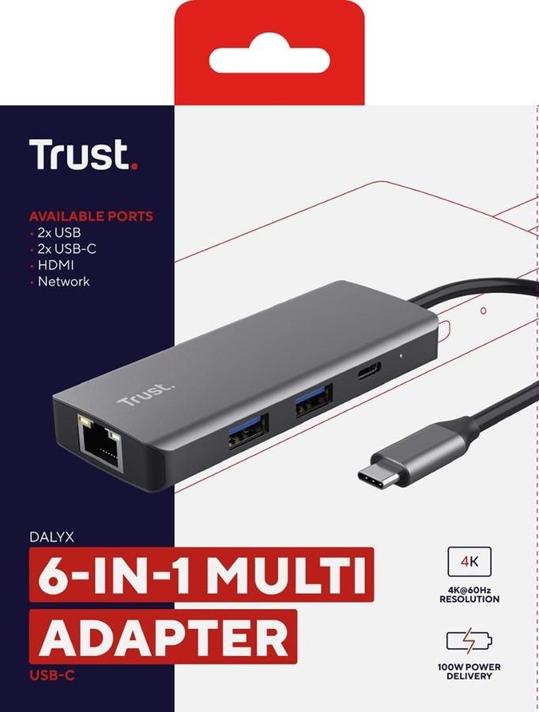 Trust, adapter, multi-port, 6w1