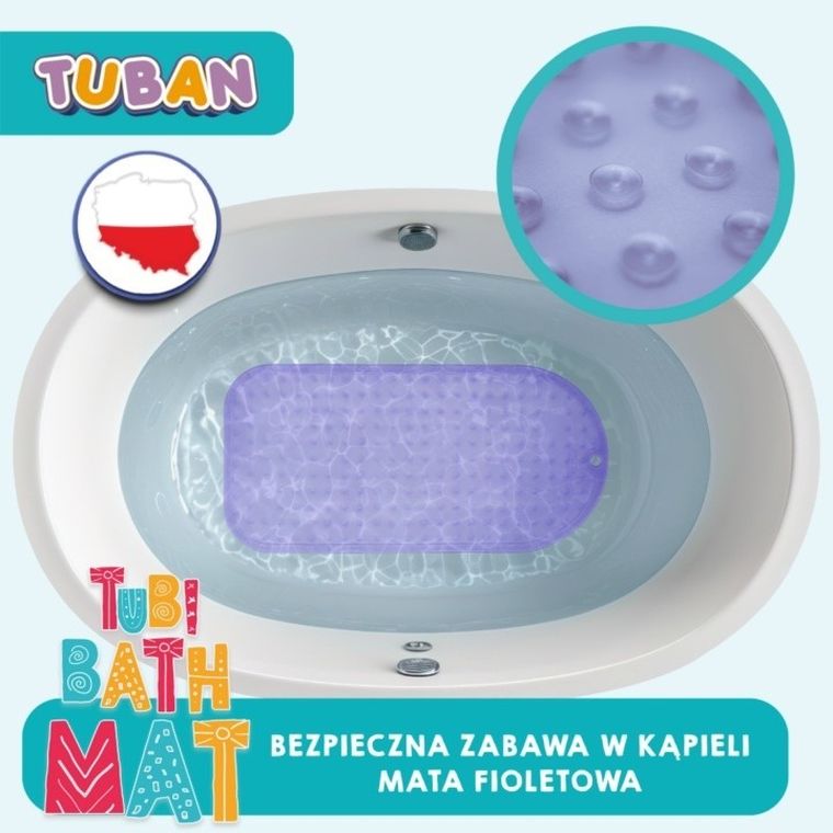 Tuban, mata kąpielowa, antypoślizgowa, fioletowa