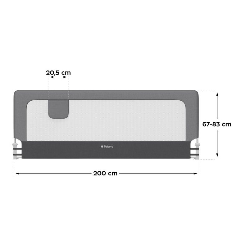 Tulano, Cover 30, barierka ochronna na łóżko, grey, 200 cm
