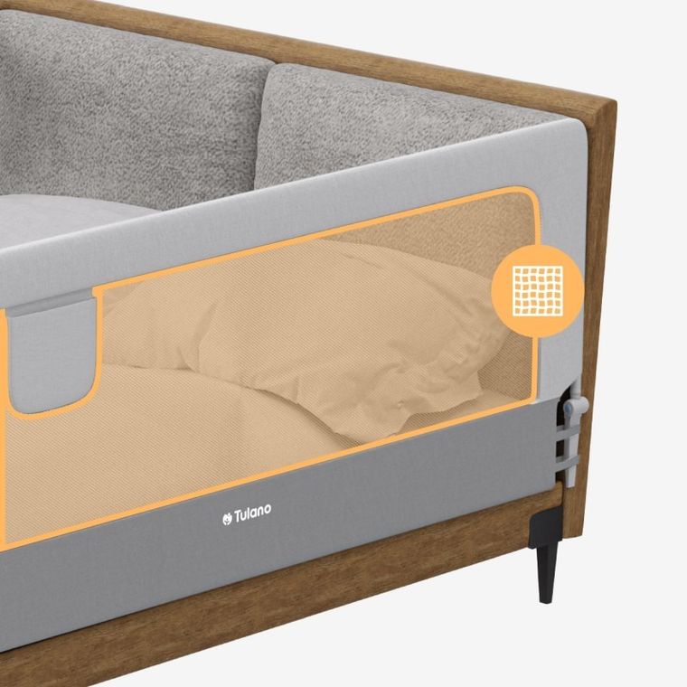 Tulano, Cover 30, barierka ochronna na łóżko, white-grey, 200 cm