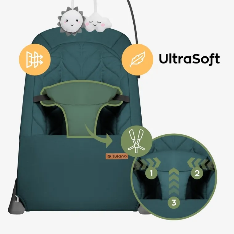 Tulano, Moon 10, leżaczek bujaczek dla dziecka, green
