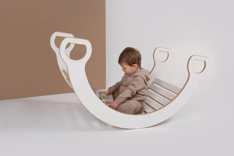 tupti.wood, 2w1: duży bujak montessori + duża zjeżdżalnia, drabinka