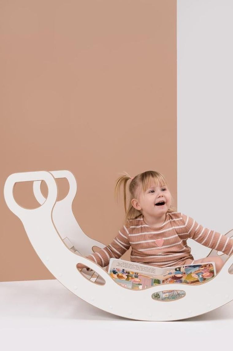 tupti.wood, duży bujak montessori z uchwytami + duża zjeżdżalnia, drabinka