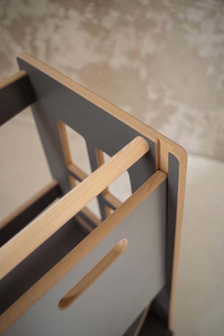 tupti.wood, Kitchen Helper, Double Safe, pomocnik kuchenny dla rodzeństwa, szary