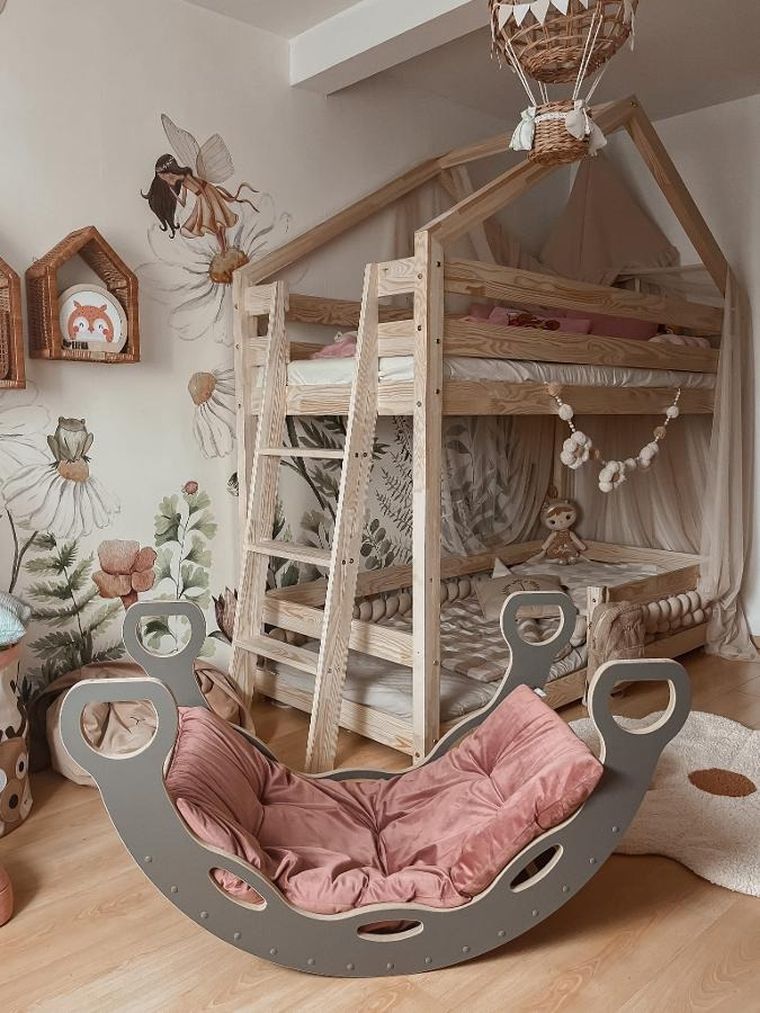 tupti.wood, poduszka do dużego bujaka montessori, materac, różowy