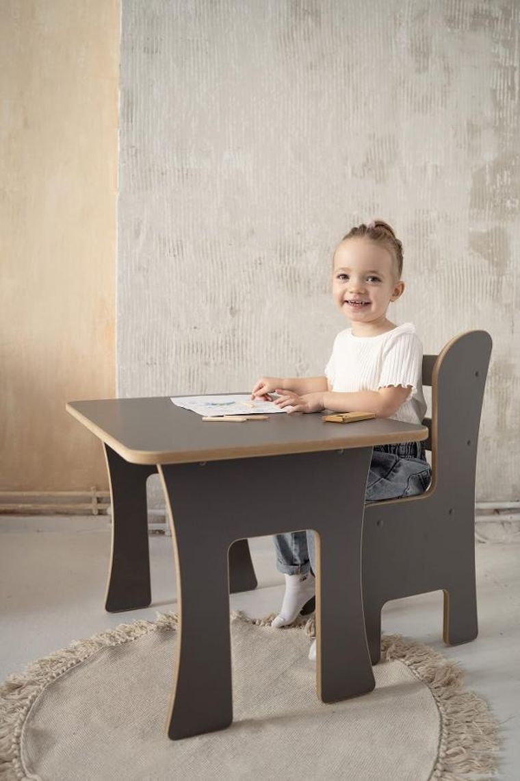 tupti.wood, stolik + krzesełko, szare