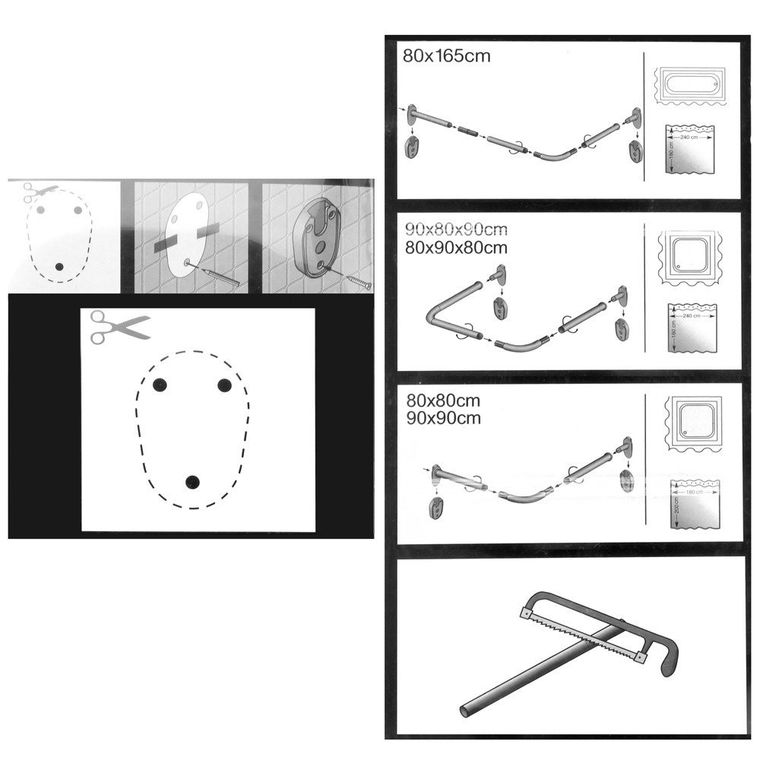 Uniwersalny drążek do zasłony prysznicowej, ø 2,5 cm
