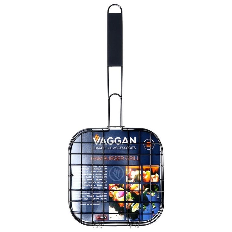 Vaggan, ruszt do grillowania burgerów, metalowy, czarny, 49-21,1 cm