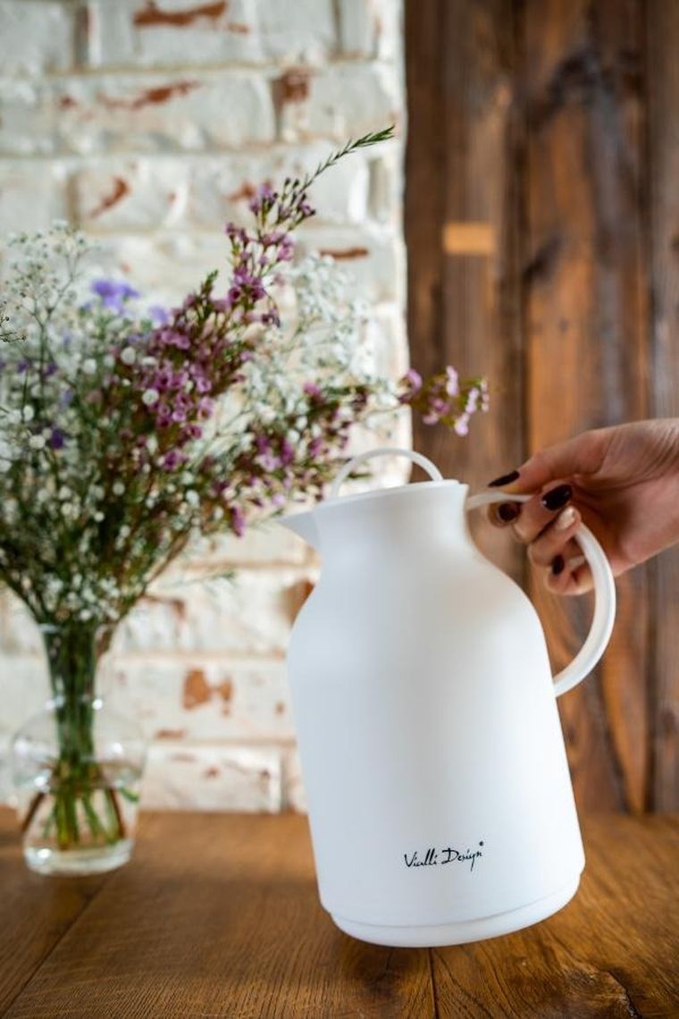 Vialli Design, Amo, termos z wkładem szklanym, biały, 1l