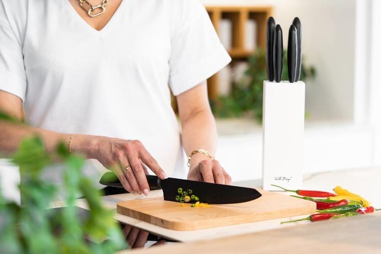 Vialli Design, Caro, zestaw noży w białym bloku, 5 szt.