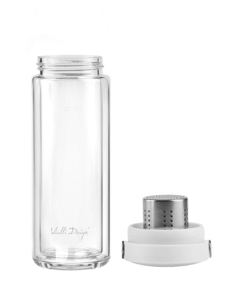 Vialli Design, Fuori, butelka z podwójną ścianką i zaparzaczem, biała, 350 ml