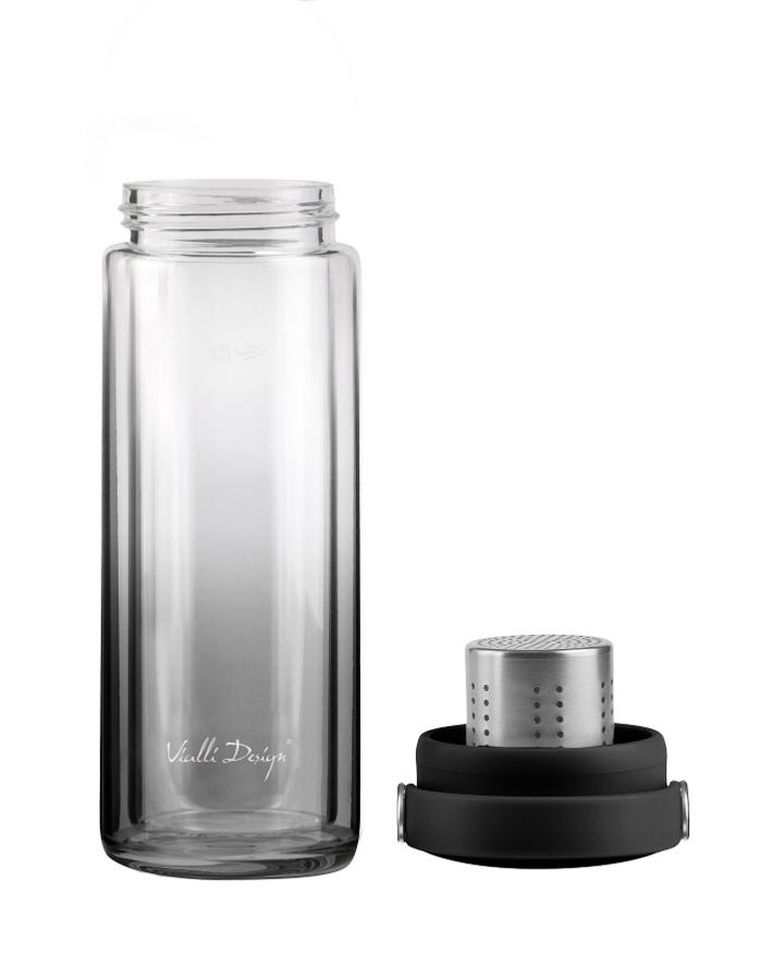 Vialli Design, Fuori, butelka z podwójną ścianką i zaparzaczem, czarna, 350 ml