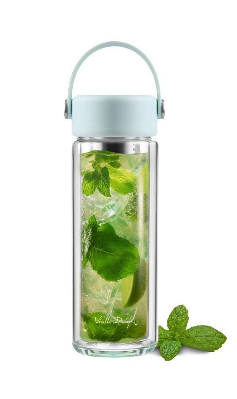 Vialli Design, Fuori, butelka z podwójną ścianką i zaparzaczem, miętowa, 350 ml