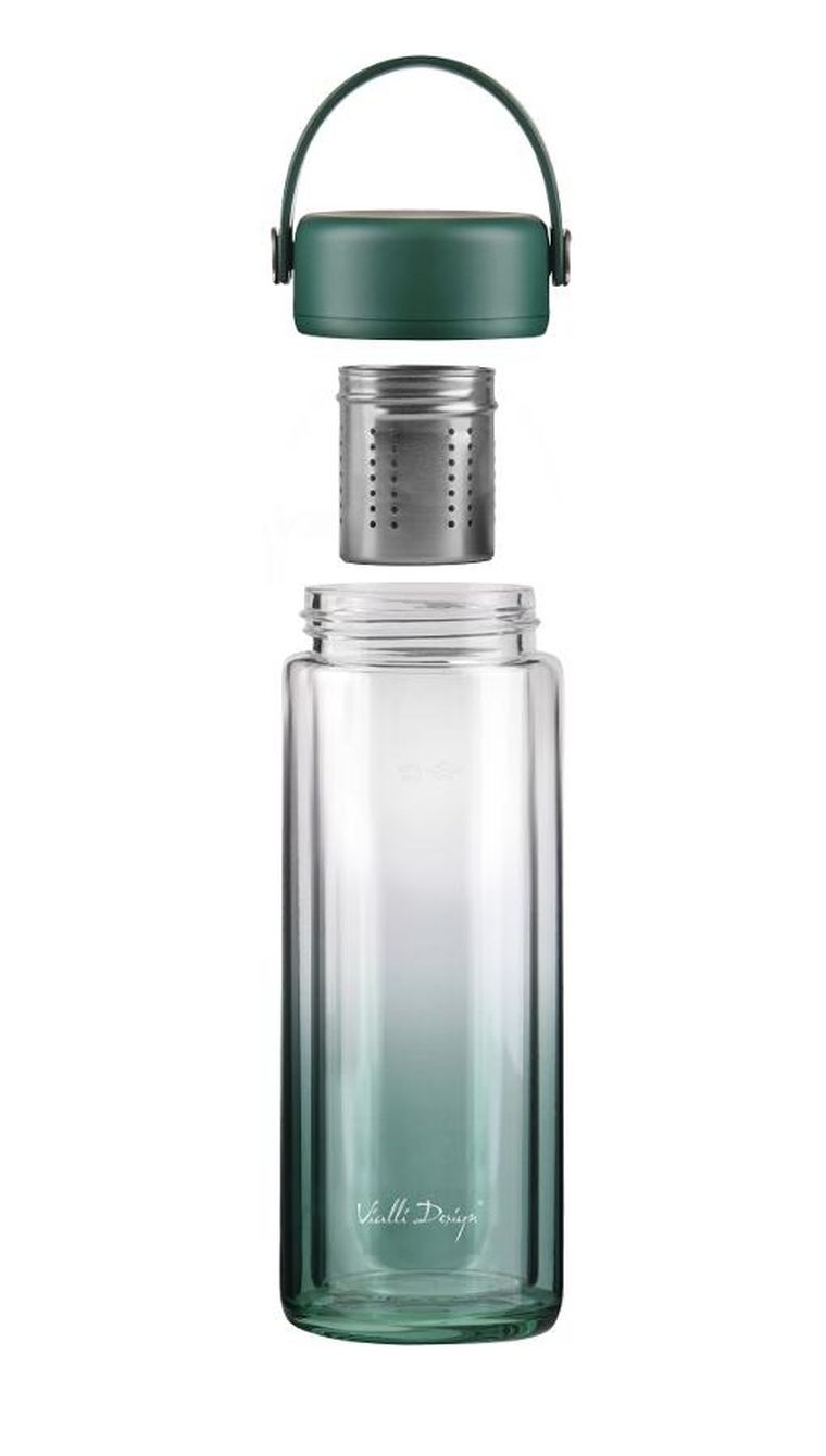 Vialli Design, Fuori, butelka z podwójną ścianką i zaparzaczem, zielona, 350 ml