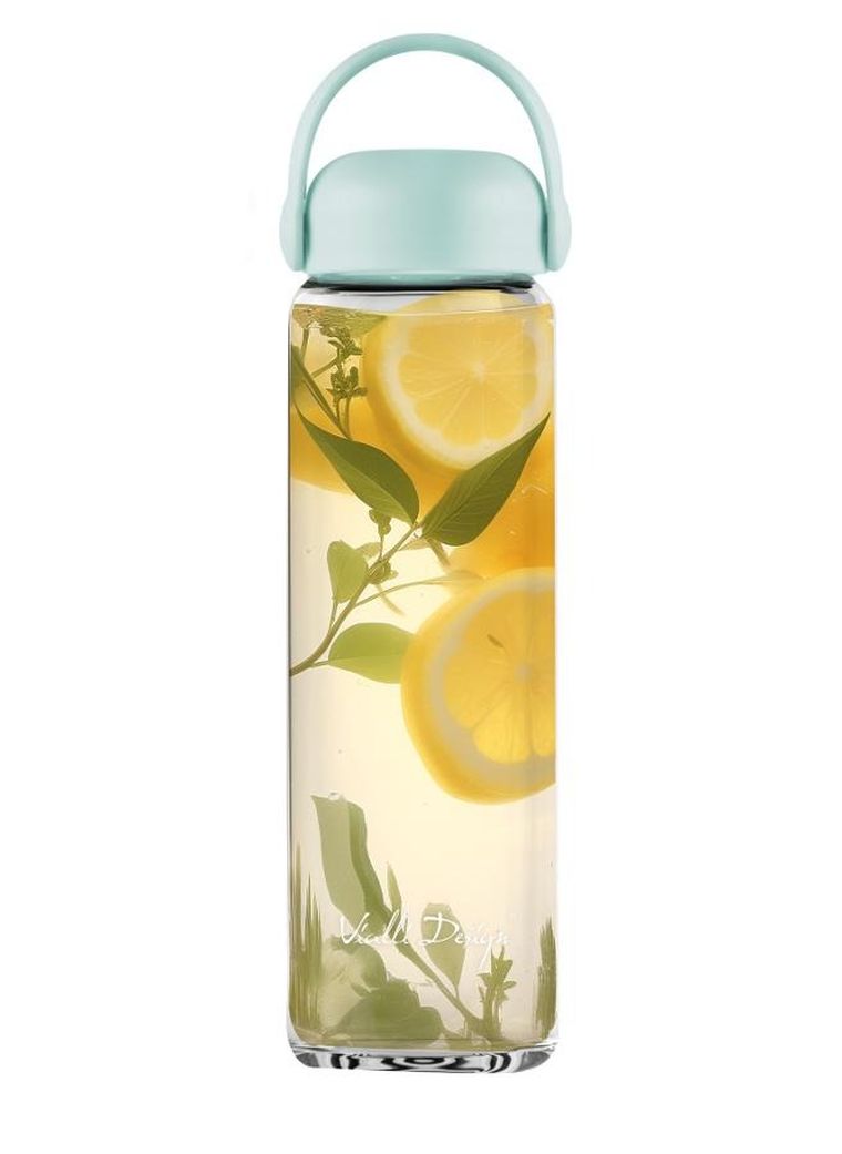 Vialli Design, Fuori, szklana butelka na wodę, miętowa, 540 ml