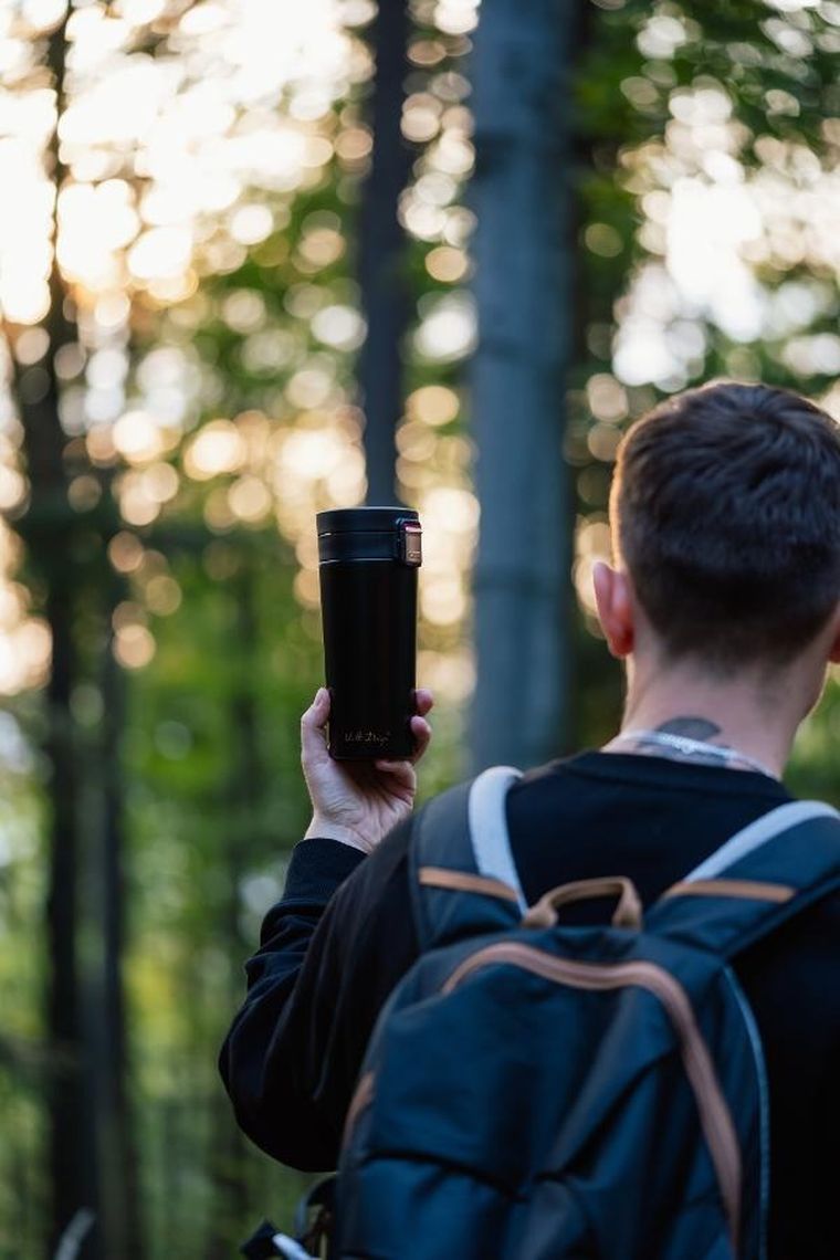 Vialli Design, kubek termiczny, 400 ml, FUORI, czarny Rose Gold