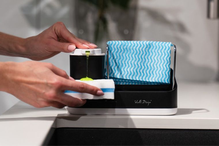 Vialli Design, Livio Duo, organizer kuchenny z dozownikiem na płyn, czarny