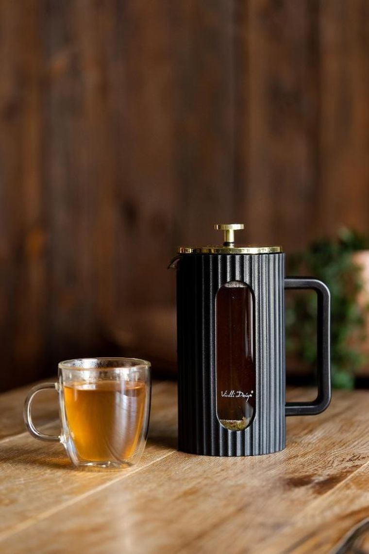 Vialli Design, Livio, zaparzacz do kawy, herbaty, czarno-złoty, 1000 ml, 1715