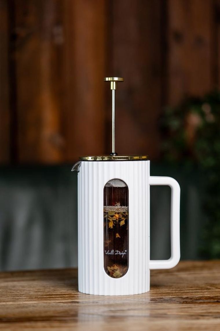 Vialli Design, Livio, zaparzacz do kawy i herbaty, biało-złoty, 1000 ml