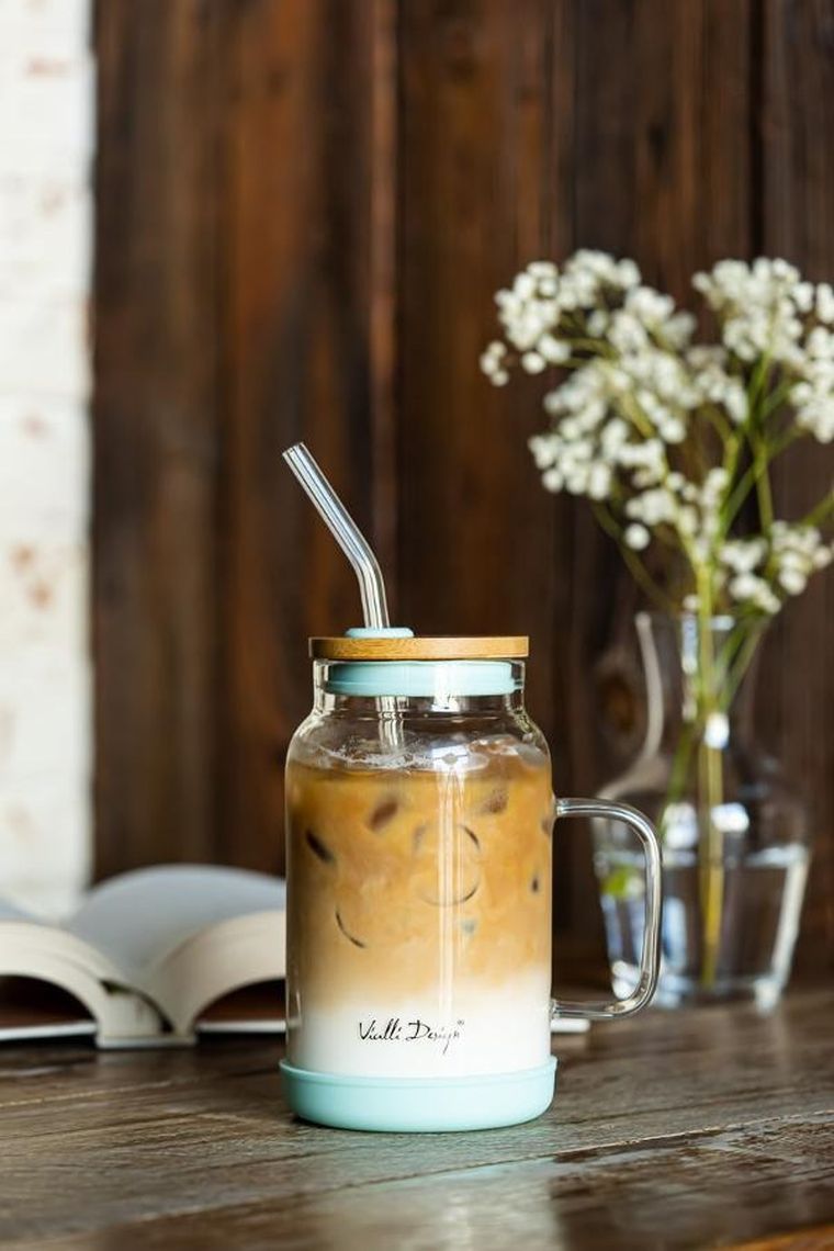 Vialli Design, słoik ze słomką, 600 ml, miętowy Fuori