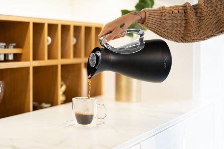 Vialli Design, termos z wkładem szklanym Alessia, 1l, czarno-srebrny