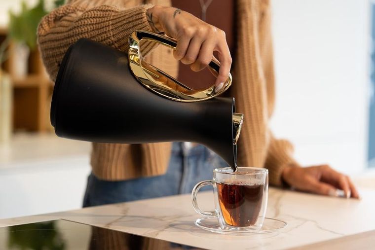 Vialli Design, termos z wkładem szklanym, Alessia, 1l, czarno-złoty