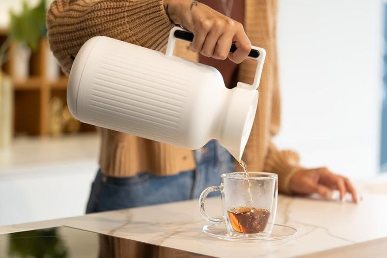 Vialli Design, termos z wkładem szklanym Lungo, 1l, biały