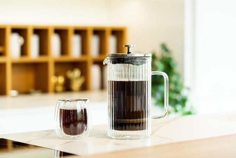 Vialli Design, zaparzacz do kawy i herbaty z podwójną ścianką, 1000 ml, Tulip srebrny mat