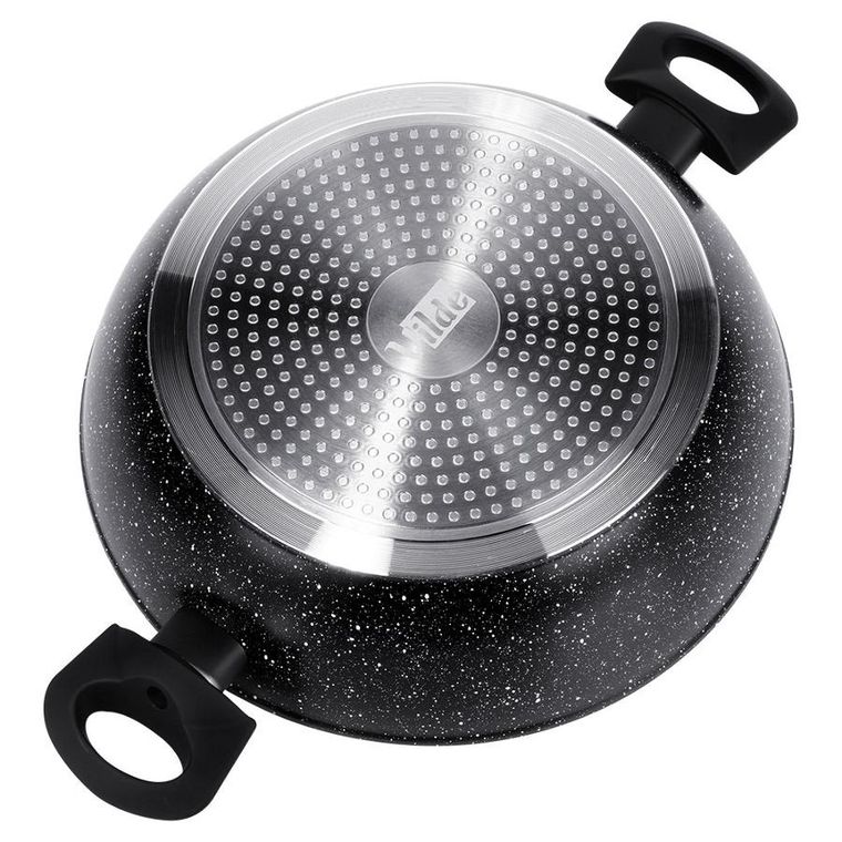 Vilde, Black line, patelnia granitowa głęboka ze szklaną pokrywką, 28 cm, 3,5 l