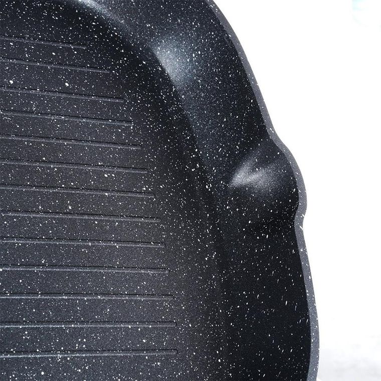 Vilde, Black&Wood, patelnia do grillowania granitowa kwadratowa, 28-28 cm