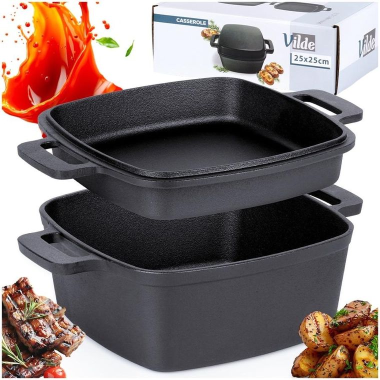 Vilde, Cast Line, garnek z pokrywką, żeliwny, 2w1, 4,5l, 1,8 l