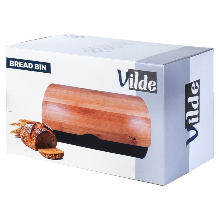 Vilde, chlebak stalowo-drewniany, czarny, 38-24-20 cm