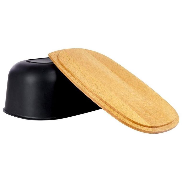 Vilde, chlebak, z drewnianą deską, czarny, 39-23.5-15.5 cm