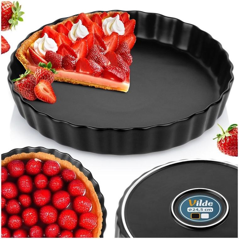 Vilde, forma do tarty ceramiczna, czarna, 24,5 cm