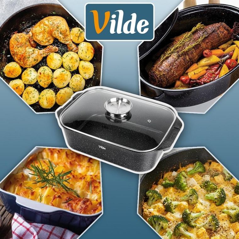 Vilde, Granitica, brytfanna granitowa z pokrywką, 7,5l, 41-26-16 cm