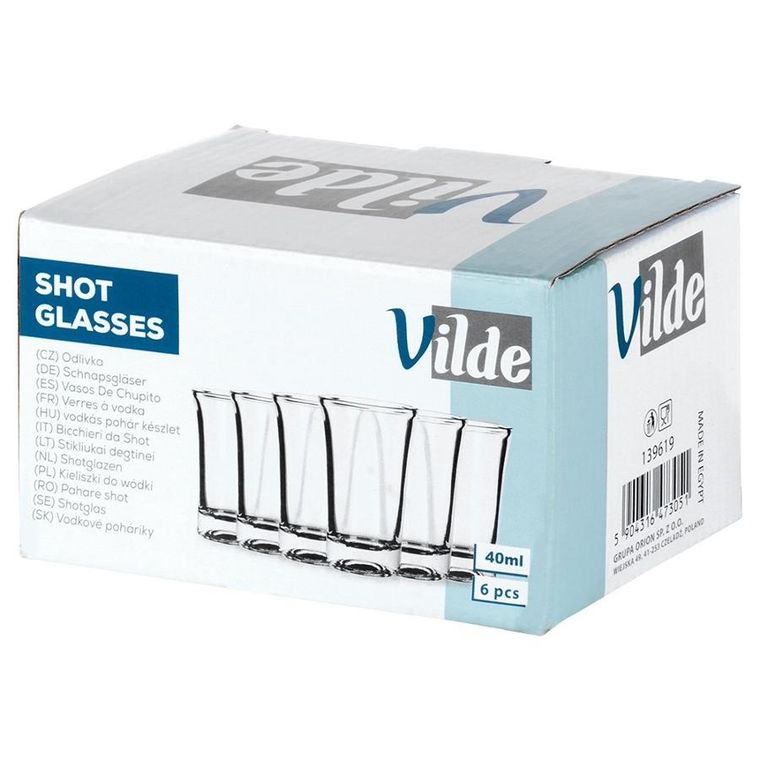 Vilde, kieliszki do wódki szklane, 40 ml, 6 szt.