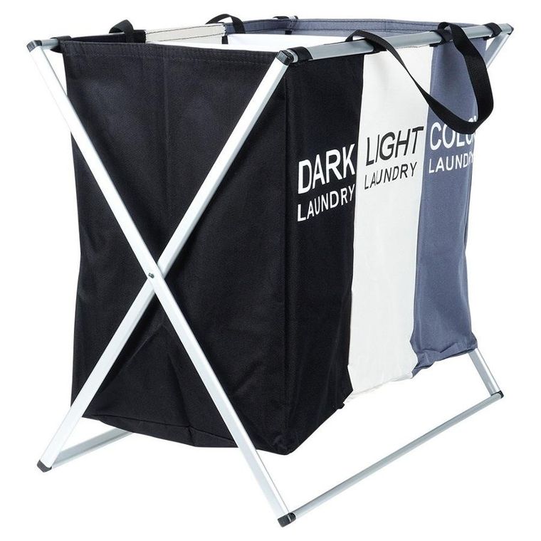 Vilde, kosz na pranie, składany, trzykomorowy, 105l