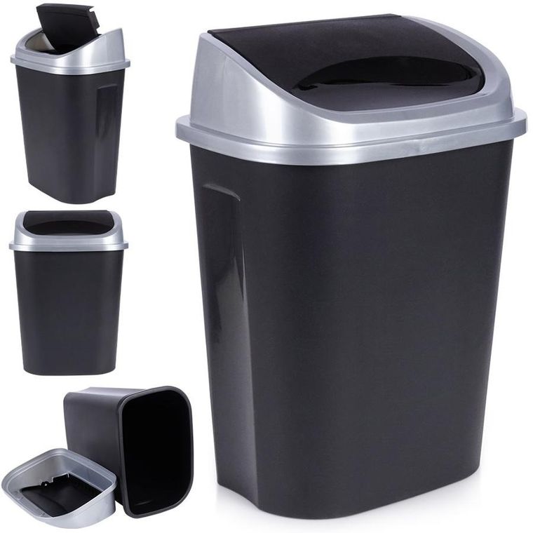 Vilde, kosz na śmieci plastikowy, czarny, 25 l