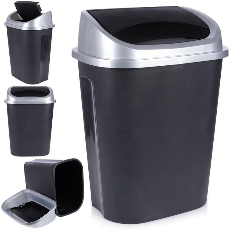 Vilde, kosz na śmieci plastikowy, czarny, 50 l