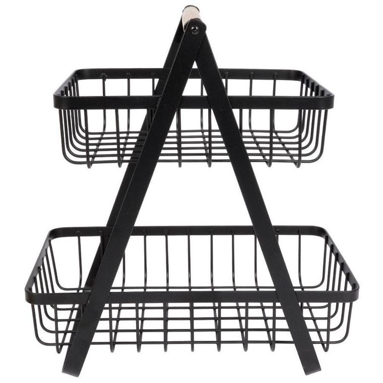 Vilde, koszyk dwupoziomowy, metalowy, czarny loft, 27-17,5-29 cm
