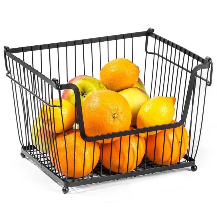 Vilde, koszyk na owoce i warzywa, metalowy czarny, 31-26-22 cm