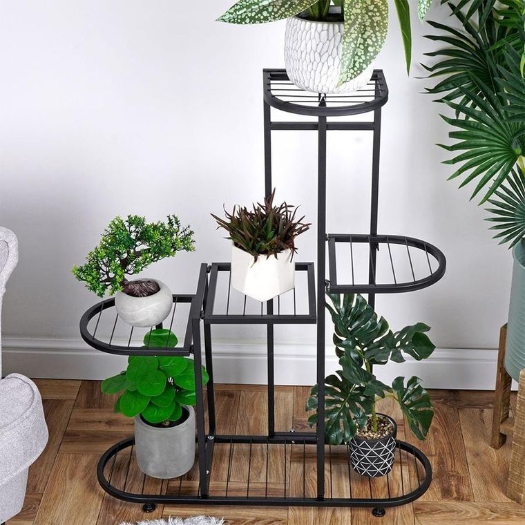 Vilde, kwietnik metalowy 5-poziomowy, czarny, 84,5 cm