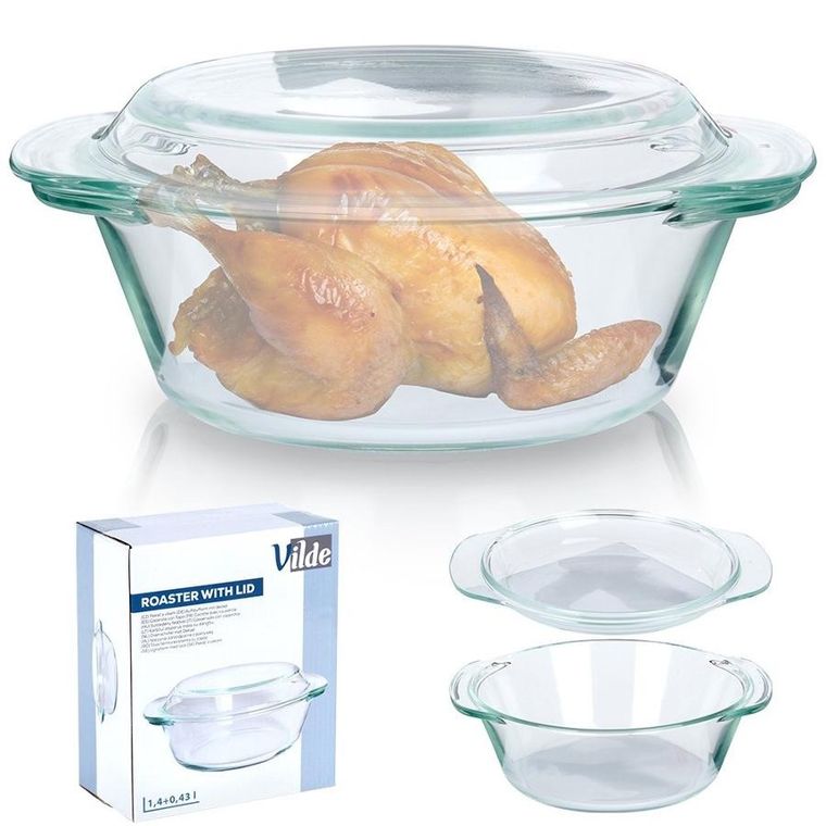Vilde, naczynie żaroodporne z pokrywką, szklane, 1,4 l+430 ml