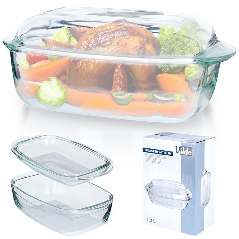 Vilde, naczynie żaroodporne z pokrywką, szklane, 3+1.5 l
