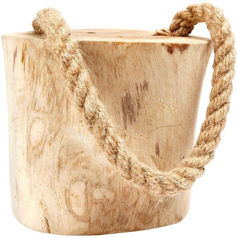 Vilde, odbojnik ogranicznik do drzwi drewniany z liną, 15 cm