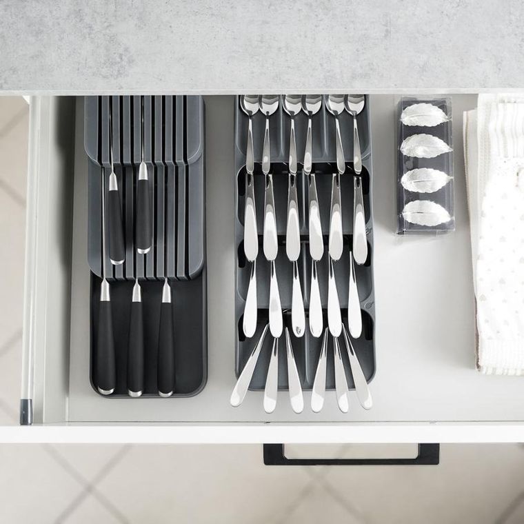 Vilde, organizer do szuflady na sztućce, szary, 39-17-5.5 cm