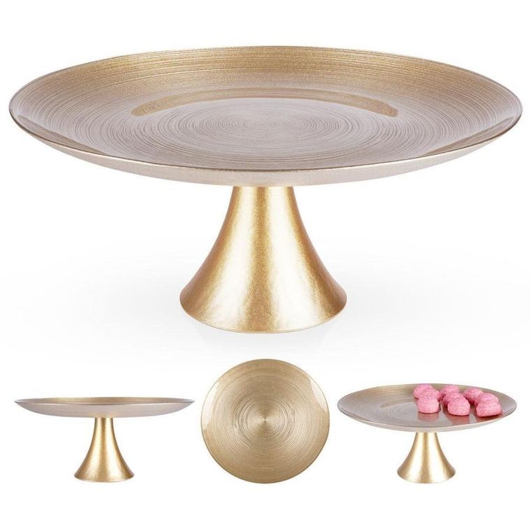 Vilde, patera na nóżce, szklana złota, 28 cm