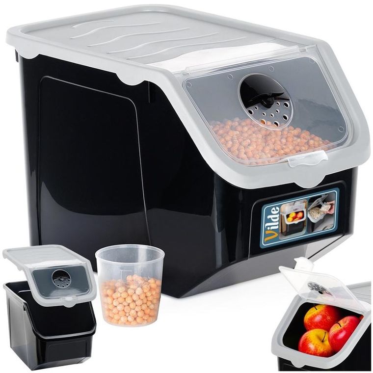 Vilde, pojemnik na warzywa i owoce z pokrywką, czarny, 12 l