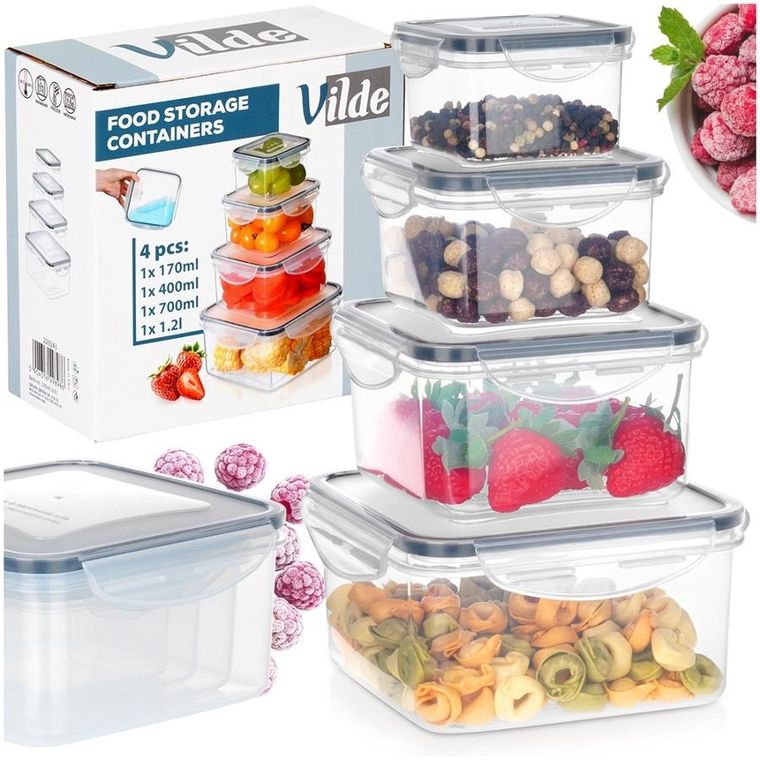 Vilde, pojemniki na żywność z pokrywką i uszczelką, 4 szt.