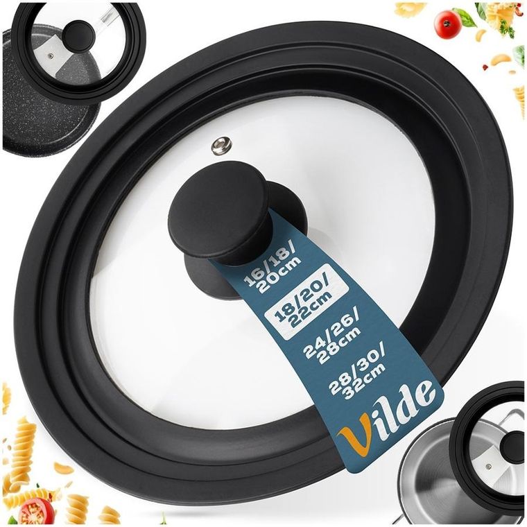 Vilde, pokrywka szklana silikonowa, uniwersalna, 18/20/22 cm